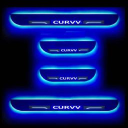 SureStrive 4 Pcs Acrylic Black Car Door Footstep Sill Scuff Plate Set with Blue LED for Tata Curvv All Model-picture-39