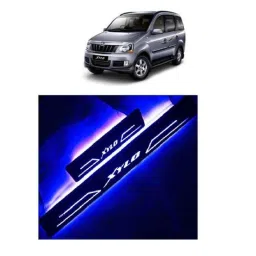 SureStrive 4 Pcs Acrylic Car Side Footstep Set with Blue LED Door Sill Scuff Plate for Mahindra Xylo All Model-image-31