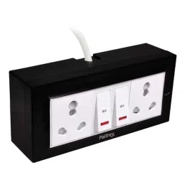 Palfrey 16A 2 Socket Black Polycarbonate Electric Extension Board with Two LED Indicator Switch &a; 2m Wire, BL 16162 IND-8