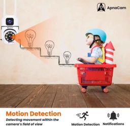 ApnaCam 2+2 MP CCTV Dual Lens Mini Wireless PTZ Smart WiFi Camera with Live Monitoring , Color Night Mode, Motion Detect Alert &a; 2 Way Audio image 3
