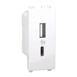 Schneider Electric Zencilo 2.4A 5V 1 Module A+C Type White USB Charger, IN8431ACUSB_WE-18