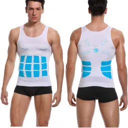 Compression Shirt Undershirt Slimming Tank Workout Vest Abs Abdomen Body Shaper Men Shapewear-42