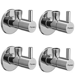 Aquieen Flora 1/2 inch Brass Silver Angle Stop Valve with Wall Flange (Pack of 4)-image-55