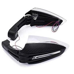 AOW Motorcycle Handguards with Led Light for 7/8 inch Grips - 300 * 140 * 110mm (Black) Folding Type for Bajaj Discover 150 S-34