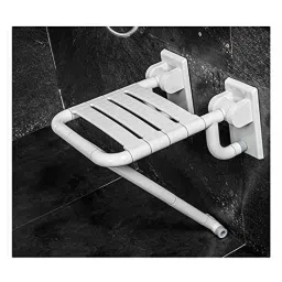 Aquieen ABS &a; Stainless Steel White Wall Mounted Folding Shower Seat with Support, BA 8443-picture-45