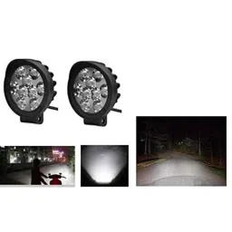 AOW LED Small Round Auxiliary Bike Fog Lamp Light Assembly White (Set of 2) with Switch for Hero Pleasure-37