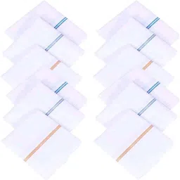 YIMK Set of 12 pcs Premium Quality Hankies for Men's/ Boy's Pure Cotton White Colour With Border Hankies/ Hanky/ Handkerchief ["White"] Handkerchief-image-46