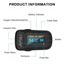 MCP 1.5V Black Finger Pulse Oximeter with Oxygen Saturation Monitor, OLED Display &a; 2 Pcs AAA Battery, M170 image 4