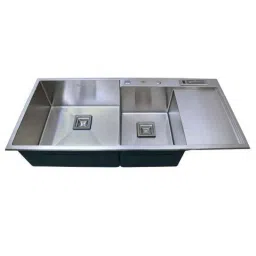 Crocodile 45x20x10 inch Stainless Steel Satin Finish Silver Double Bowl Kitchen Sink With Drainboard-picture-45