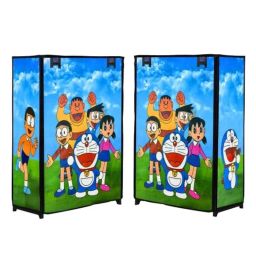 Glowsilk 4 Shelves Metal &a; Non-Woven Blue Modular Shoe Rack with Doraemon Cartoon Print-picture-18