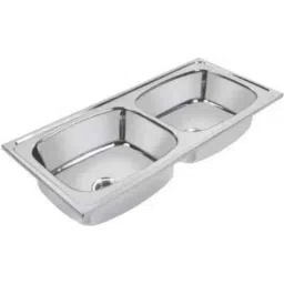 Prestige 45x20x9 inch Stainless Steel Chrome Finish Silver Oval Double Bowl Kitchen Sink with Waste Coupling-picture-26