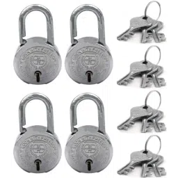 Harrison 40mm 5 Lever Mild Steel Bright Chrome Polished Finish Round Padlock with 3 Keys, T-26-0272 (Pack of 4)-image-94