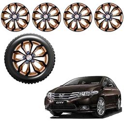 Auto Pearl 4 Pcs 15 inch Black &a; Golden ABS Press Type Hubcap Wheel Cover Set with Retention Ring for Honda CityIvtec-picture-15