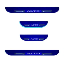 Car Accessories Hub 4 Pcs Acrylic Black Sill Scuff Plate Set with Blue LED for Maruti Suzuki Alto Old Model-image-87