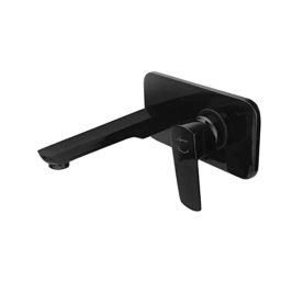 Aquieen Zura Brass Metallic Black Wall Mounted Single Lever Basin Mixer with Provision for Hot &a; Cold Water-image-39