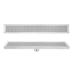 Aquieen 24x4 inch Stainless Steel AISI 304 Chrome Finish Center Hole Check Shower Water Drainer with Anti-Foul Cockroach Trap-2