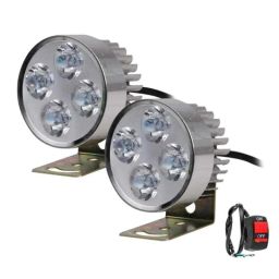 AllExtreme 2 Pcs 12W 4 LED White Round Waterproof Fog Lamp Set with Mounting Brackets for Car, AE_LIGHT_04-image-55
