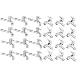 Zesta Turbo 24 Pcs Stainless Steel Chrome Finish Short Body &a; Long Body Bib Cock Set with Wall Flange-picture-6