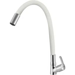 Prestige Q3 Brass Chrome Finish White Flexible Swan Neck Basin Tap with Wall Flange-picture-38