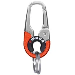 AllExtreme 3755A Stainless Steel Orange Belt Hook Locking Keychain with 2 Rings for Car Bike-image-37