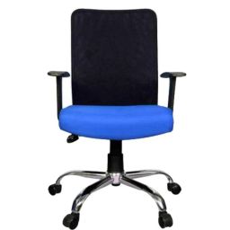 Rajpura Medium Back Black &a; Blue Push Back Mechanism Pipe Frame Revolving Office Executive Chair-34