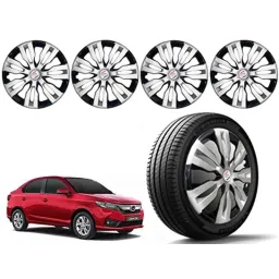 Auto Pearl 4 Pcs 14 inch Polypropylene Silver &a; Black Press Type Car Wheel Cover Set with Retention Ring for Honda Amaze 2021 Onwards, 14WC_Dzire2017_DC_Amaze2021onwards-picture-35