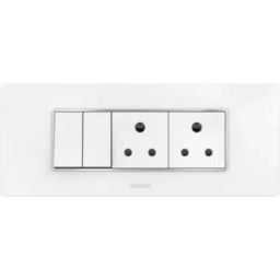 Goldmedal Air 2 Pcs 10A White Switch &a; 2 Pcs Socket Set with Cover Plate, A76MC2-47
