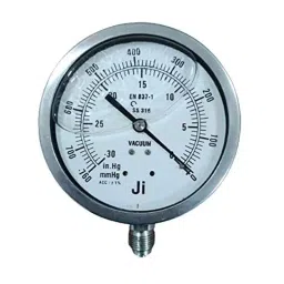 Japsin Instrumentation -760mmHg Glycerin Filled Vacuum Gauge with Dual Scale -30 Inhg, Connection: 3/8 inch, JI-SSHD-VG- 4-96