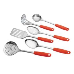 Elegante 6 Pieces Red Stainless Steel &a; Plastic Kitchen Tool Set, SL-003 (Pack of 2)-1