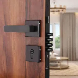 VIN KRAFT 60mm Stainless Steel Black Oxide Mortise Door Lock Handle Set with 3 Keys, ML104-ROSE-OSK-BLACK-12