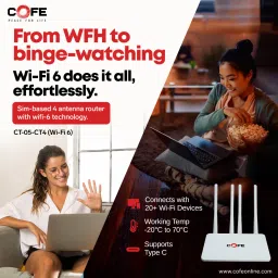COFE CF-05-CT04 (Wi-Fi 6) Support 4G Sim Wi-Fi Router Support Type-C Internet 4G Router 2.4 GHz 300 Mbps Wifi Speed Single Band External Antenna MiFi (Sim Based) image 2