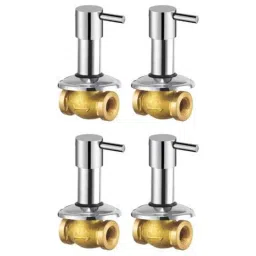 Drizzle Flora 4 Pcs 15mm Brass Chrome Finish Silver Concealed Stop Cock Set, ACON15FLORA4-image-92