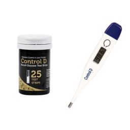 Control D 25 Pcs Blood Glucose Test Strips &a; Digital Thermometer Combo-11