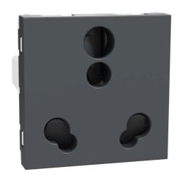 Schneider Electric Miluz Zeta 6A/16A Polycarbonate &a; Polyamide 3 Pin Anthracite Socket with Shutter, MZSO6162M3P_AN-13