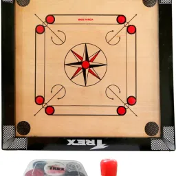 20 Inches Heavy Wooden Gloss Finish with Coins, Powder & Stricker 50.8 cm Carrom Board-image-4