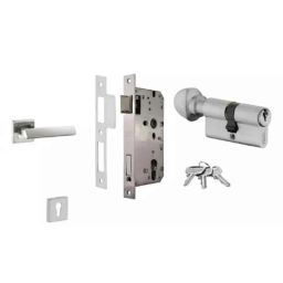 Dorset ML Series Elmo 70mm Stainless Steel Silver Chrome Finish Door Handle Lock Set with Knob &a; Key (Pack of 4)-picture-35