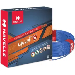 Havells 0.75 Sqmm Blue Life Line Plus Single Core HRFR PVC Copper Insulated Flexible Cables, WHFFDNBA1X75, Length: 90 m-image-44