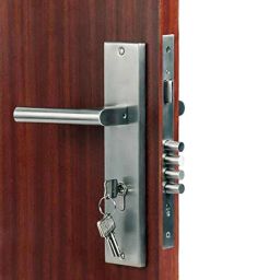 Homexpert MG301 10 inch 60mm Stainless Steel Satin Finish Cylindrical Plate Both Side Key Mortise Door Lock Set-image-47