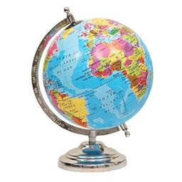Generic Educational Rotating 8 inch World Map Globe with Metal Base Nickel Plated, ASP-58-4