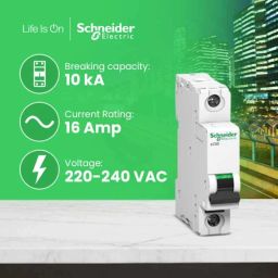Schneider Electric Acti9 xC60 16A C-Curve Single Pole MCB, A9N1P16C, Breaking Capacity: 10 kA image 2