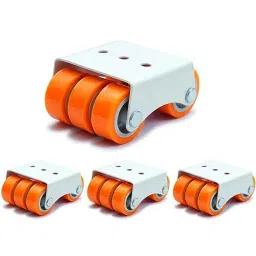Implemental 4 Pcs 50mm Nylon Orange &a; White Castor Wheel Set for furniture-picture-2