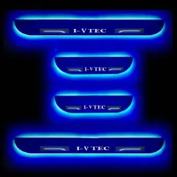 SureStrive 4 Pcs Acrylic Black Car Door Footstep Sill Scuff Plate Set with Blue LED for Honda I-Vtec All Model-image-4