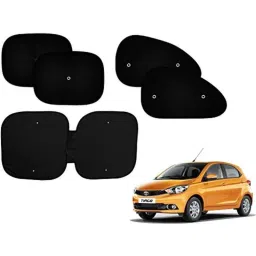 Auto Pearl 5 Pcs PVC &a; Mesh Black Window &a; Front Sun Shade Set for Tata Tiago, Curtain_Chipkoo_4+1_Tiago-picture-5