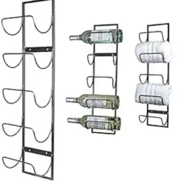 10021 5 Bottle Wall Mounted Metal Wine Rack, Towel Rack Iron Glass Holder-image-20
