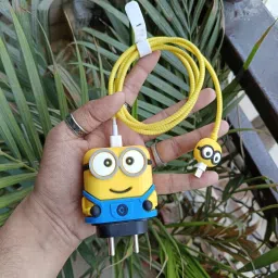 RODIAN Charger Cover for Samsung 25W Type C Adapter 360 Full Protection Cute Minion Cable Protector-21