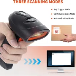 OnlyU HT20 Wireless 2.4GHz 2D & 1D Barcode Scanner (QR Code & Barcode Wired & Wireless Rechargeable Connectivity | Induction Scanning with Built-in Illumination Light 2D Camera Barcode Scanner image 2