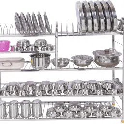 Utensil Kitchen Rack Heavy Material Kitchen Dish Rack | Plate Cutlery Stand | Kitchen Utensils Rack | Modern Kitchen Storage Stainless Steel Rack (31 x 36) INCH Steel-11