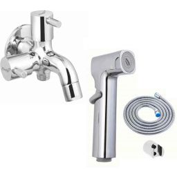 Prestige Dove Brass Chrome Finish 2 Way Bib Cock with Jazz Health Faucet-image-73