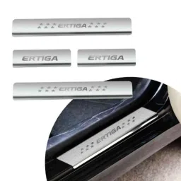 SureStrive 4 Pcs Stainless Steel Silver Footstep Sill Plate Set without LED for Maruti Suzuki Ertiga 2018 Type-3-image-19