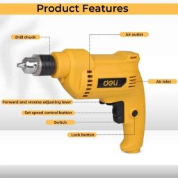 Deli DL-DZ10-E3 550W 10mm Corded Electric Drill Machine with Rotation &a; Switch Lock Function image 2
